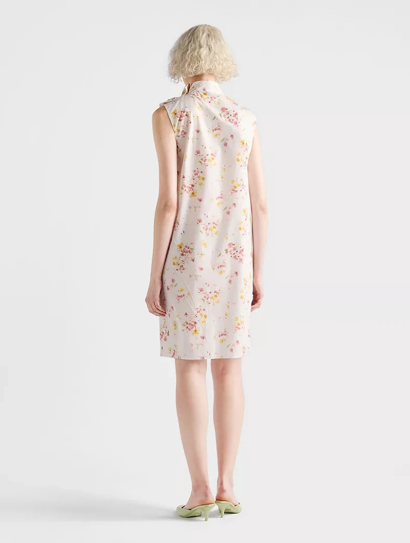 Pleated Floral-print Poplin Dress