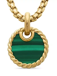 Dy Elements® Disc Pendant In 18k Yellow Gold With Malachite, 15.5mm