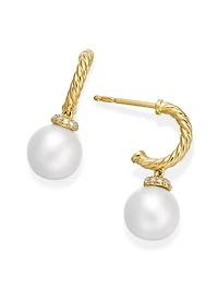 Solari Drop Earrings In 18k Yellow Gold With Pearls And Diamonds, 22mm