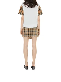 Check Sleeve Cotton T-shirt