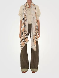 Wide Ekd Check Wool Scarf