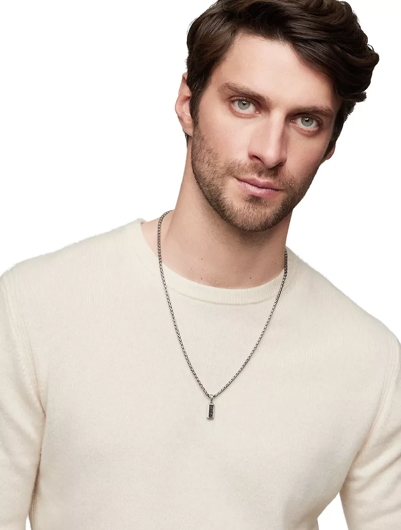 Streamline® Amulet In Sterling Silver With Black Diamonds, 17mm