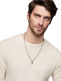 Streamline® Amulet In Sterling Silver With Black Diamonds, 17mm
