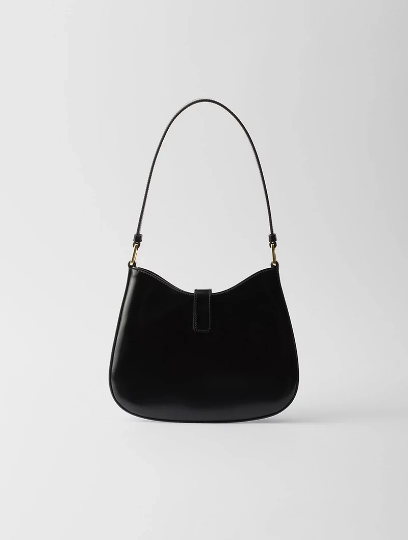 Prada Cleo Brushed Leather Shoulder Bag With Clasp Closure