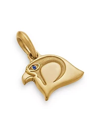 Cairo Falcon Amulet In 18k Yellow Gold With Sapphire, 26mm