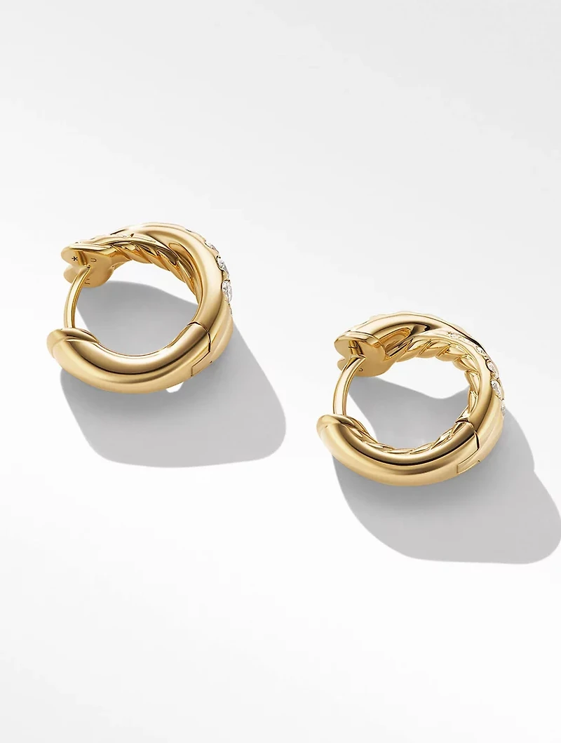 Pavé Crossover Hoop Earrings In 18k Yellow Gold With Diamonds