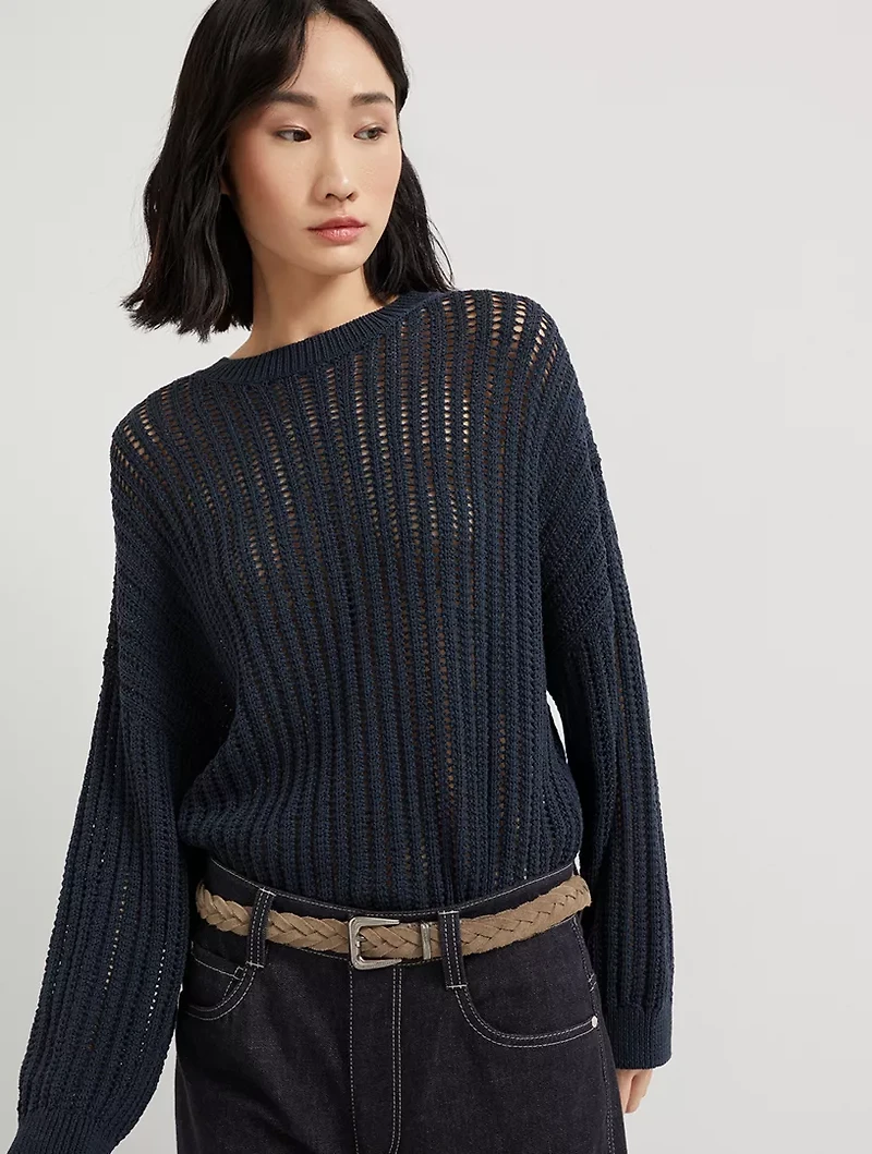 Ribbed Openwork Sweater