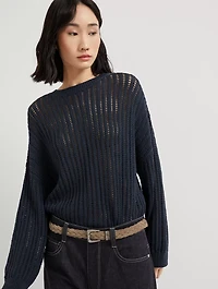 Ribbed Openwork Sweater