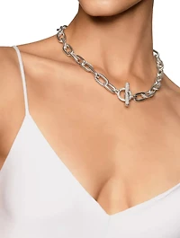 Dy Madison® Toggle Chain Necklace In Sterling Silver With Diamonds 11mm