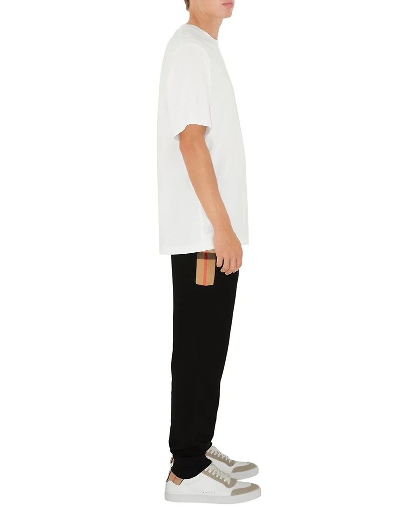 Check Panel Cotton Jogging Pants