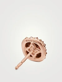 Reverse Set Pavé Cushion Stud Earrings In 18k Rose Gold With Cognac Diamonds, 8.5mm