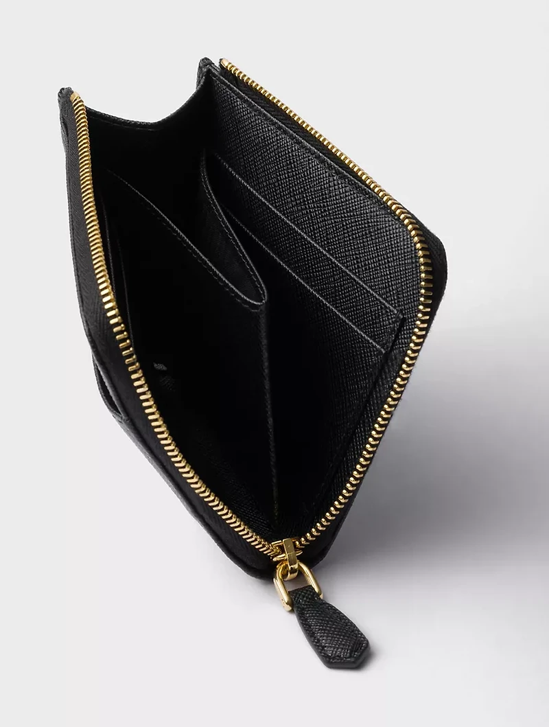 Small Saffiano Leather Zipper Wallet