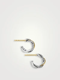 Petite Infinity Huggie Hoop Earrings In Sterling Silver With 14k Yellow Gold, 3mm