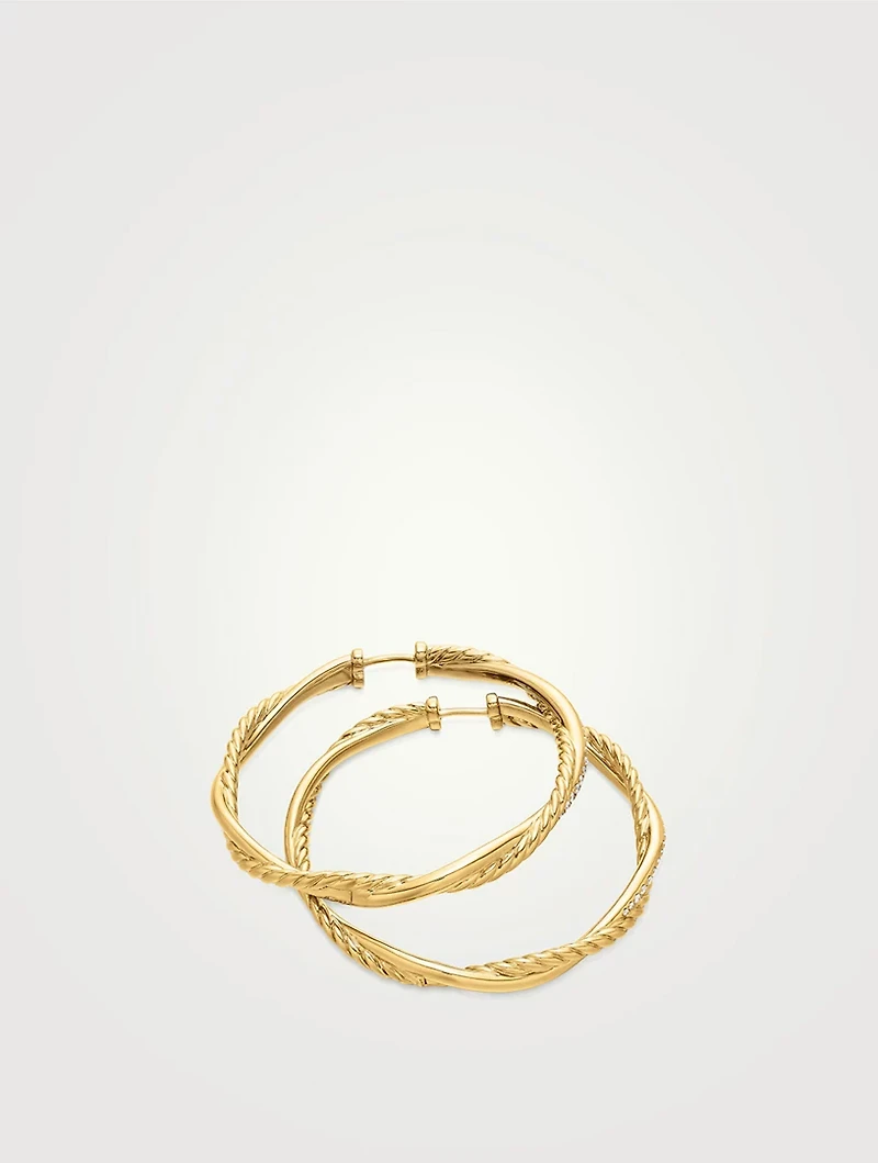 Infinity Hoop Earrings In 18k Yellow Gold With Diamonds, 42mm