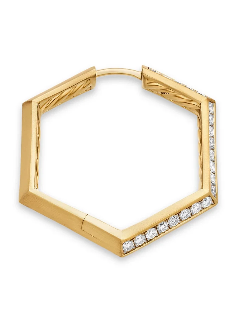 Carlyle™ Hoop Earrings In 18k Yellow Gold With Diamonds, 26mm