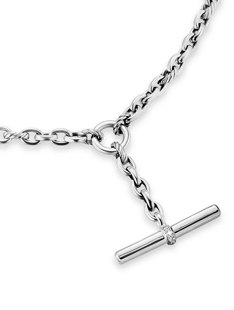 Dy Mercer® Petite Toggle Chain Necklace Sterling Silver With Diamonds, 4.5mm