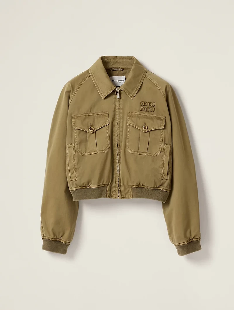 Garment-dyed Cotton Satin Bomber Jacket