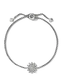 Starburst Station Chain Bracelet In Sterling Silver  With Pavé Diamonds