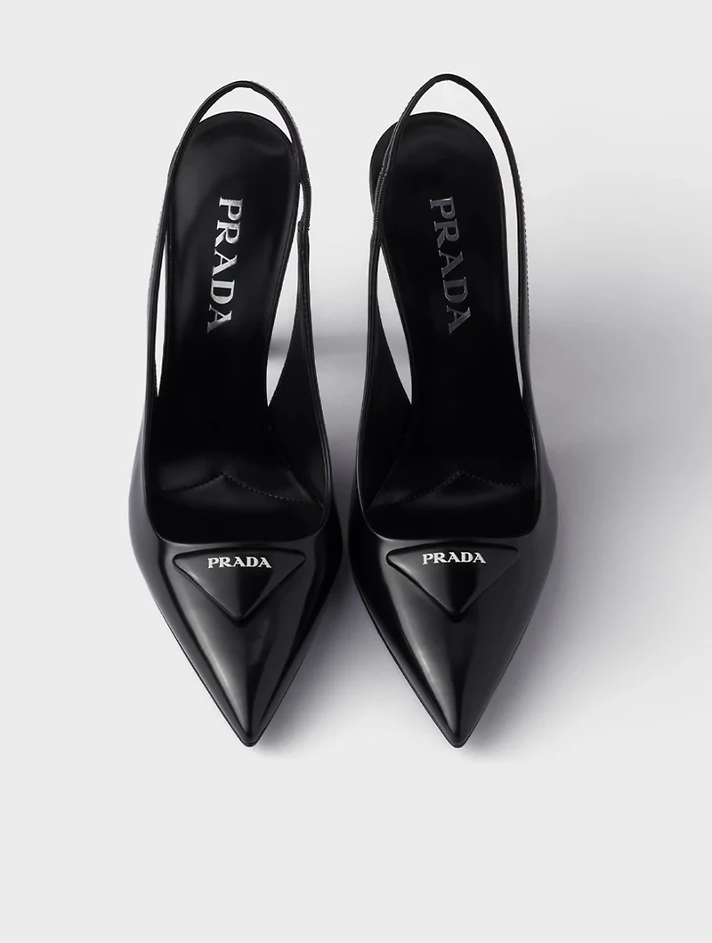 Brushed Leather Slingback Pumps