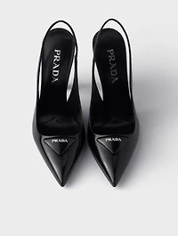Brushed Leather Slingback Pumps