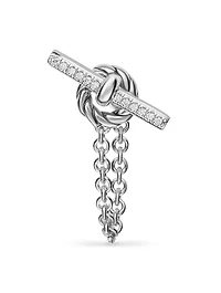 Dy Mercer® Petite Toggle Chain Stud Earrings In Sterling Silver With Diamonds, 38.2mm