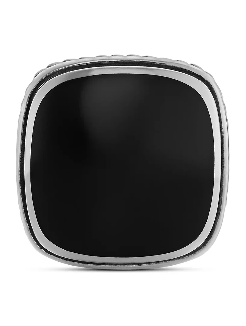 Streamline® Inlay Cufflinks In Sterling Silver With Black Onyx, 18mm