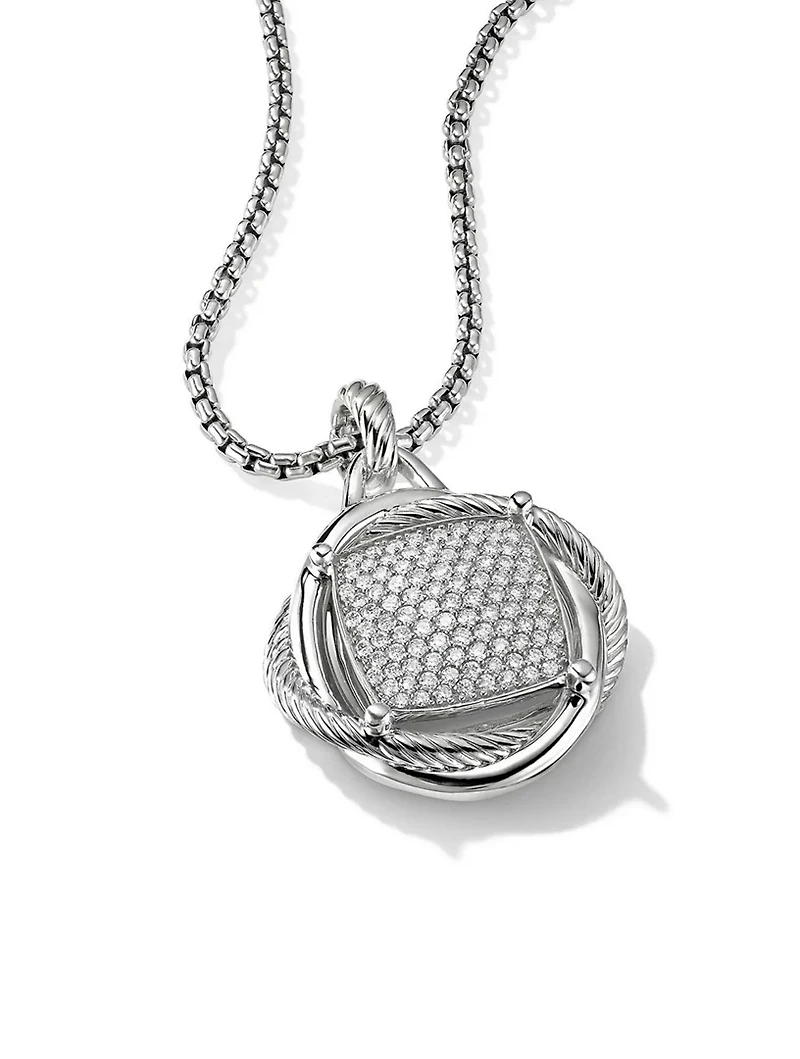 Infinity Pendant In Sterling Silver With Pavé Diamonds