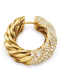 Sculpted Cable Hoop Earrings In 18k Yellow Gold With Diamonds