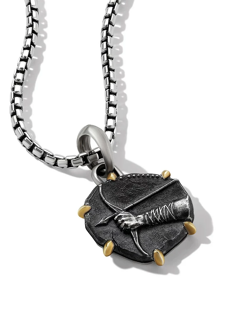 Sagittarius Amulet In Sterling Silver With 18k Yellow Gold