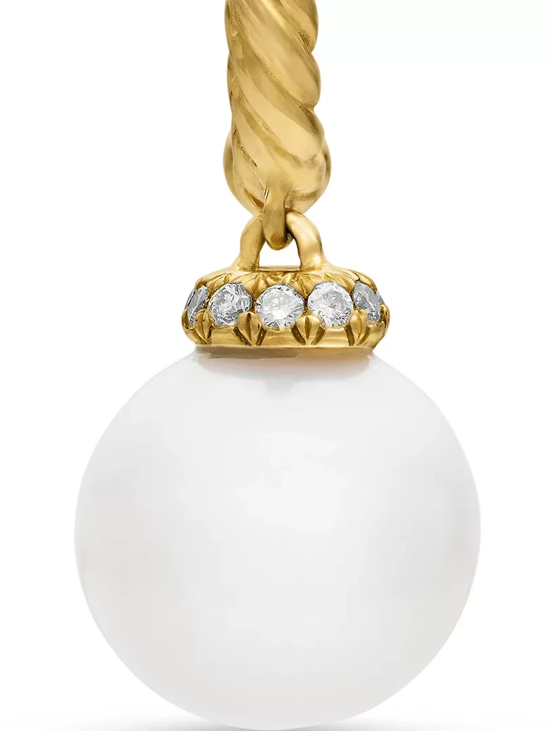 Solari Drop Earrings In 18k Yellow Gold With Pearls And Diamonds, 22mm