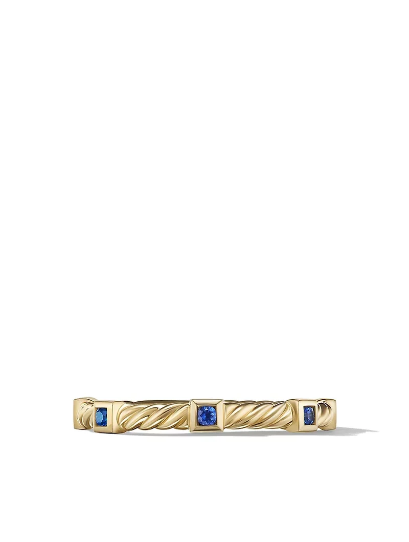 Cable Collectibles® Stack Ring 18k Yellow Gold With Blue Sapphires