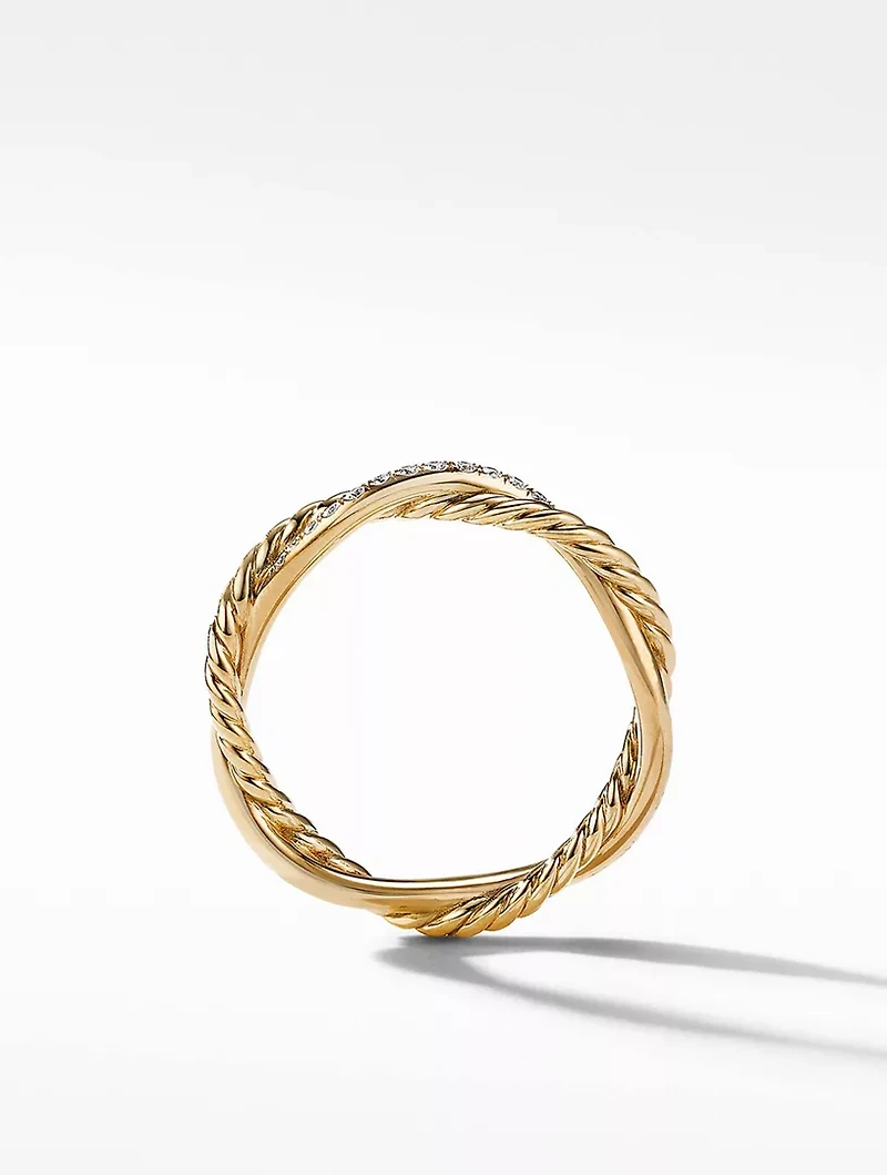 Petite Infinity Band Ring 18k Yellow Gold With Pavé Diamonds