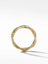 Petite Infinity Band Ring 18k Yellow Gold With Pavé Diamonds