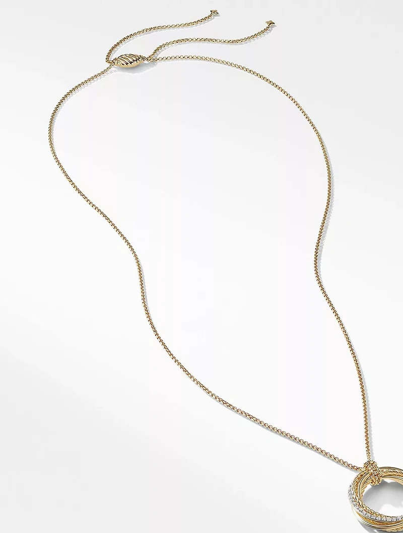 Crossover Pendant Necklace In 18k Yellow Gold With Pavé Diamonds