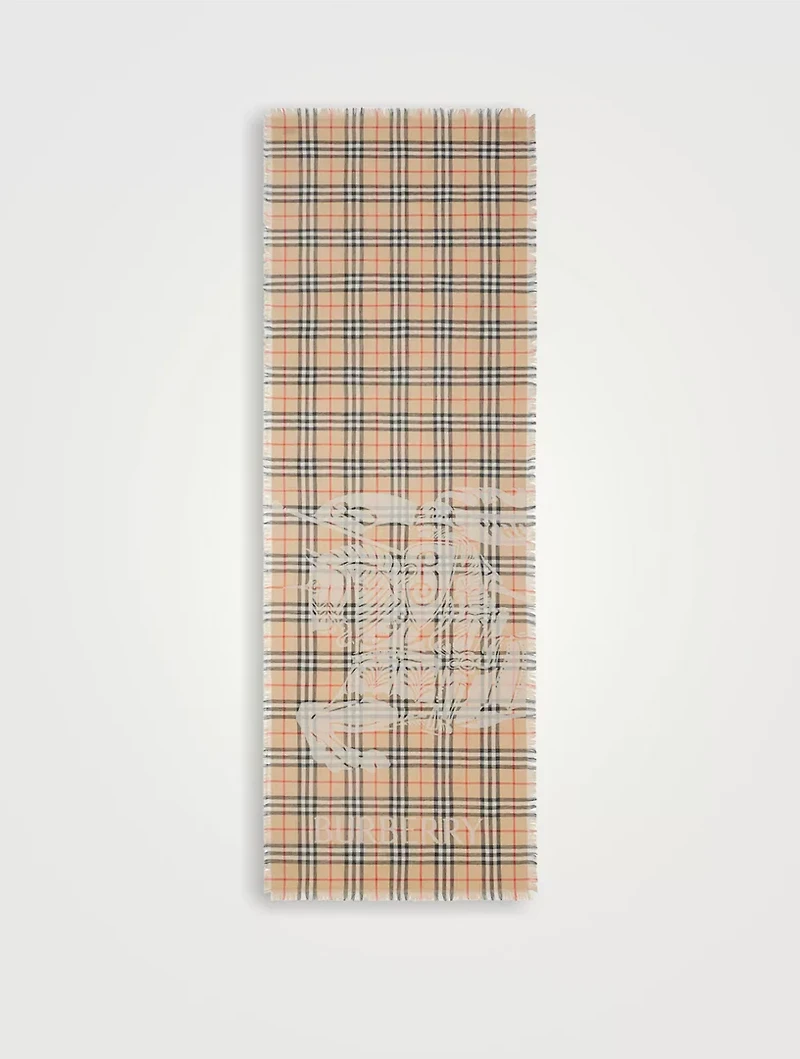Wide Ekd Check Wool Scarf