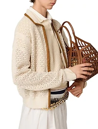 Cotton And Suede Cardigan