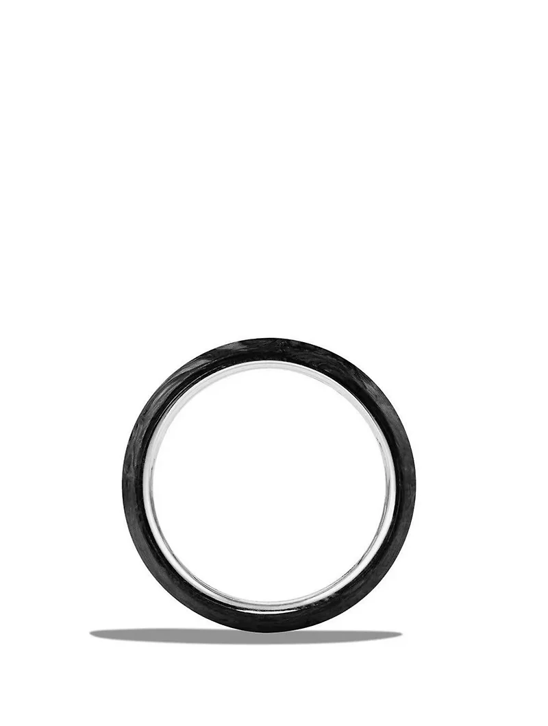 Beveled Band Ring Sterling Silver With Forged Carbon
