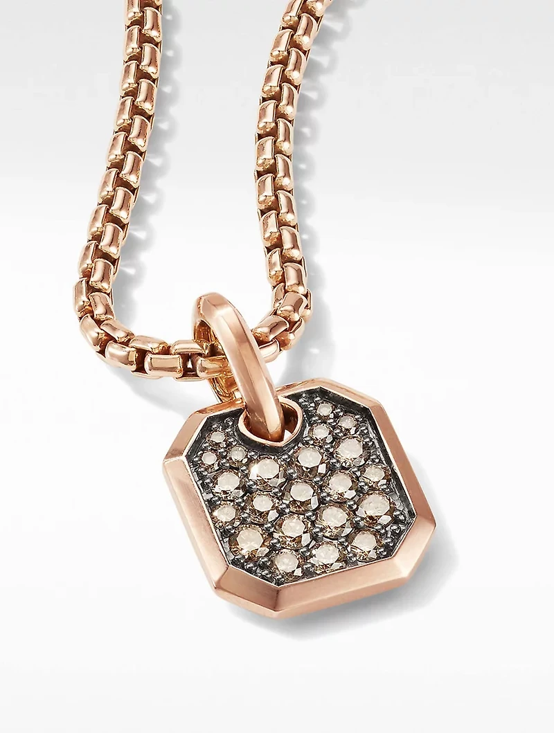 Roman Amulet In 18k Rose Gold With Pavé Cognac Diamonds