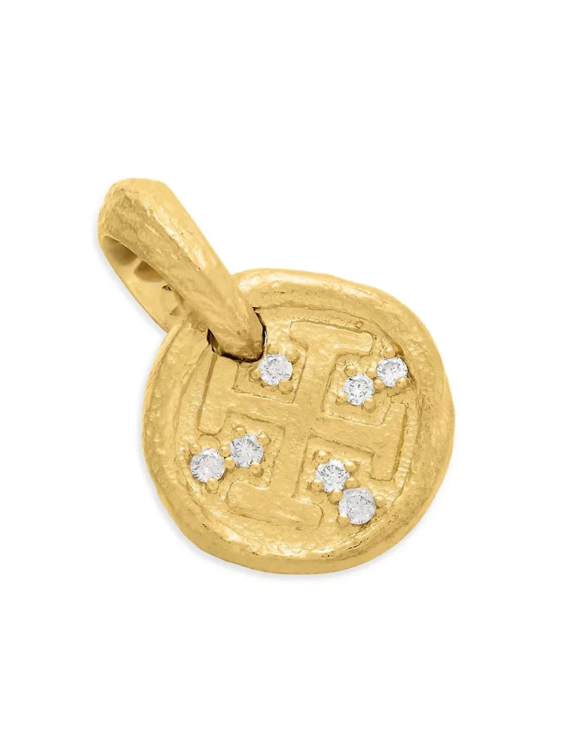 Shipwreck Coin Amulet In 18k Yellow Gold With Cognac Diamonds, 10.5mm