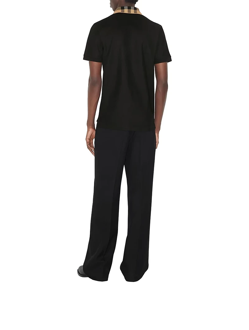 Check Collar Cotton Polo Shirt