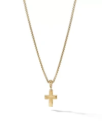 Cross Amulet In 18k Yellow Gold With Center Diamond
