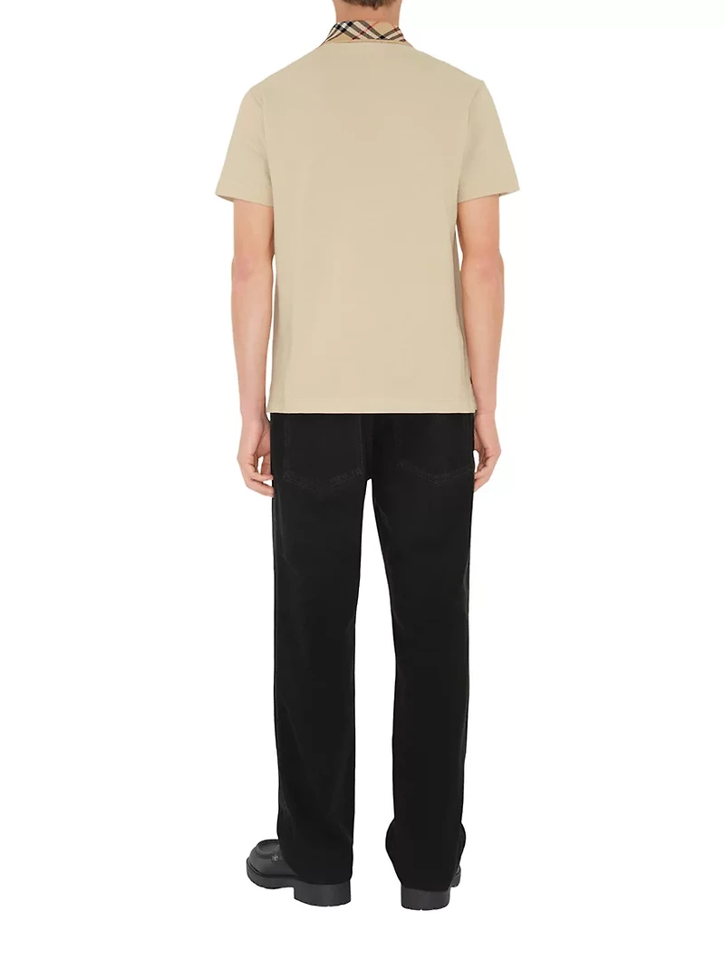 Check Collar Cotton Polo Shirt