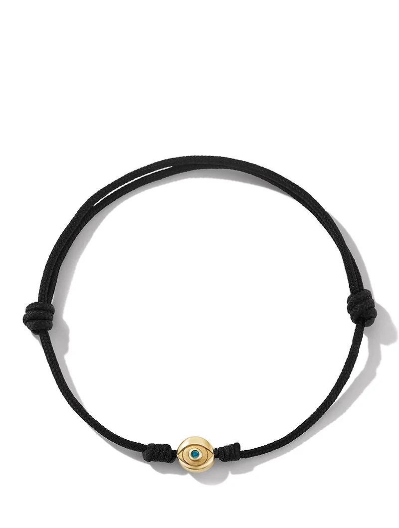 Evil Eye Black Cord Bracelet With 18k Yellow Gold And Sapphire