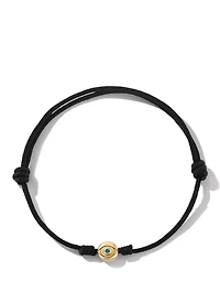 Evil Eye Black Cord Bracelet With 18k Yellow Gold And Sapphire