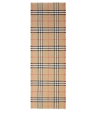 Check Lightweight Wool Silk Scarf