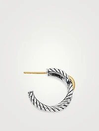 Cable Loop Hoop Earrings In Sterling Silver With 18k Yellow Gold, 22mm
