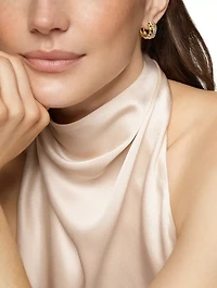Crossover Trio Huggie Hoop Earrings In 18k Yellow Gold With Diamonds, 15.1mm
