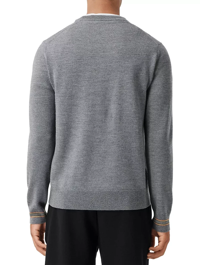 Icon Stripe Trim Wool Sweater