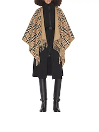 Reversible Check Wool Cape