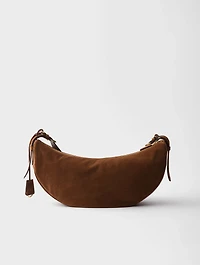 Prada Demi-lune Large Suede Shoulder Bag